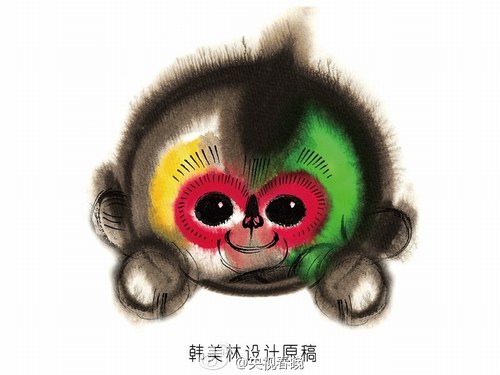 吉祥物“康康”以水墨風(fēng)呈現(xiàn)(韓美林設(shè)計圖)