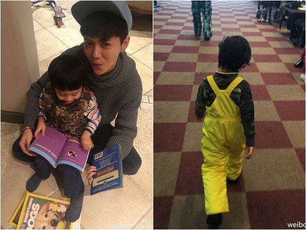 鹿晗抱著等等。