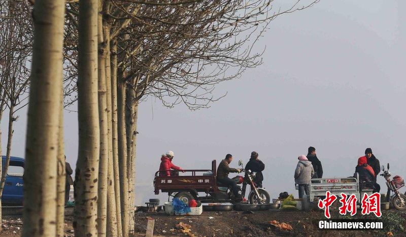 圖為12月1日，104國道靜?？h城附近，104國道靜?？h城附近，高速旁邊形成的黑市。田寶希 攝 圖片