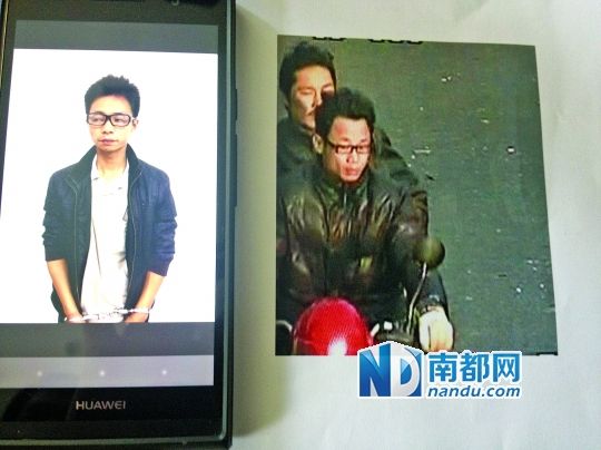 叉車司機(jī)肖東。飛車搶奪嫌疑人(戴眼鏡者)。