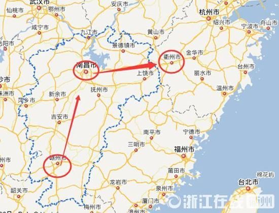 贛州到南昌高速公路400公里左右，南昌到浙江江山高速公路400多公里