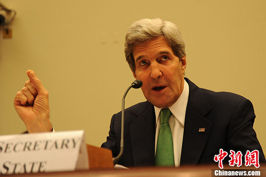 資料圖：美國(guó)國(guó)務(wù)卿克里。 中新社發(fā) 張蔚然 攝