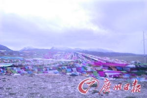 沿途遍地可見(jiàn)的五彩經(jīng)幡。