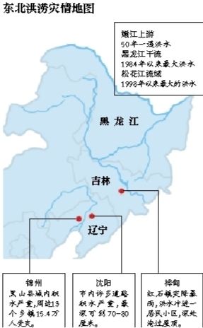 受持續(xù)降雨的影響，嫩江、松花江、黑龍江等3條大江同時出現超警戒水位的流域性大洪水