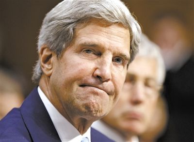 3日，克里在參院聽證會上。