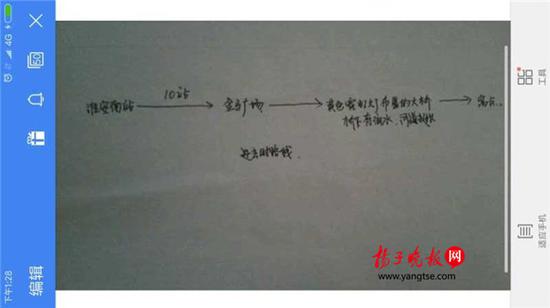 警方根據(jù)這兩張手繪地圖，動用300余人次警力終于將林芳找到。（圖由淮安警方提供）