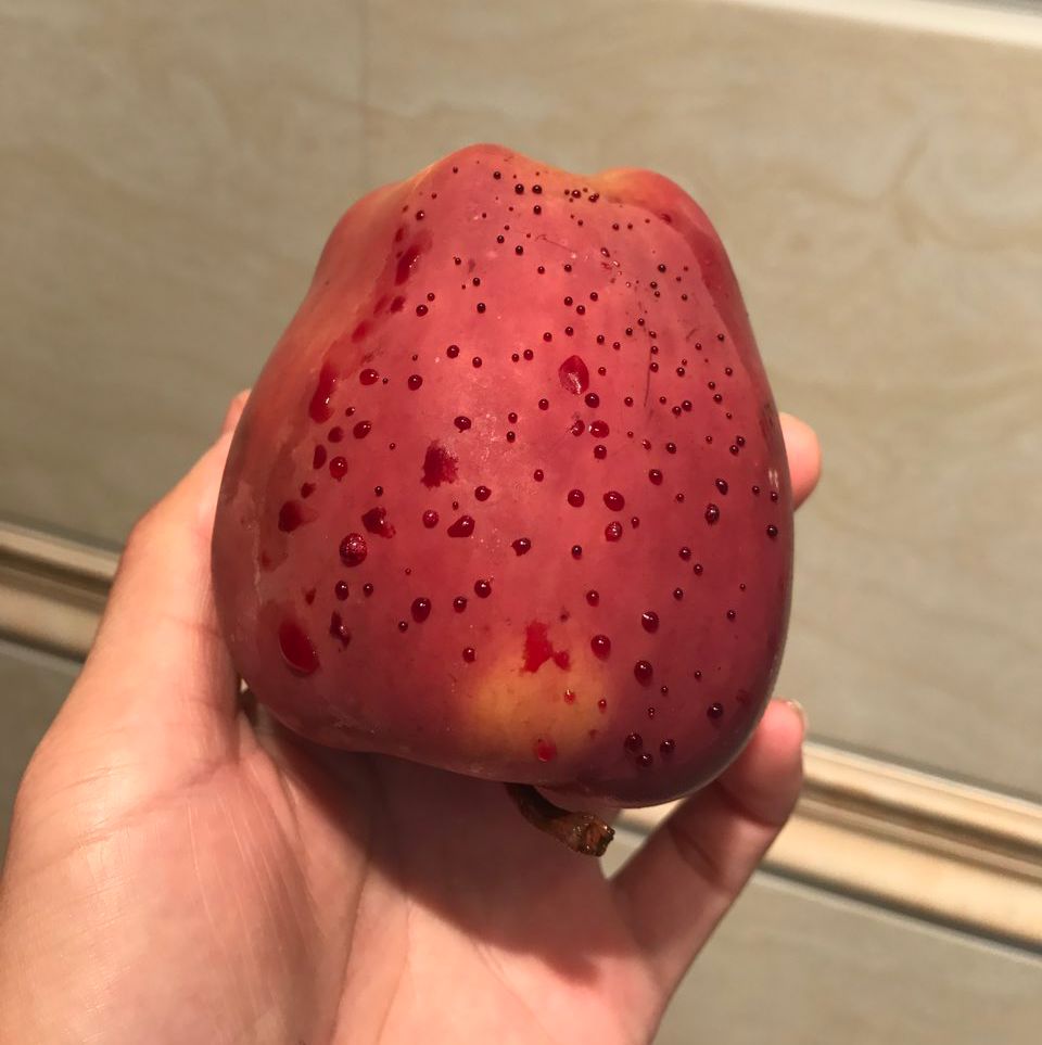 嚇懵！女子用熱水泡蘋果結(jié)果冒出血珠 咋回事？