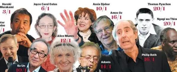 在 一篇名為“誰能贏得諾貝爾文學獎”的文章中，作者寫到，全球最大博彩公司之一的Ladbrokes(立博)員工，他們工作并非讀書、分析作者或是揣摩評委的心思，而是將行業(yè)評價、作家國籍、歷屆獲獎者信息等進行綜合評估，然后預測哪些人可能獲獎。