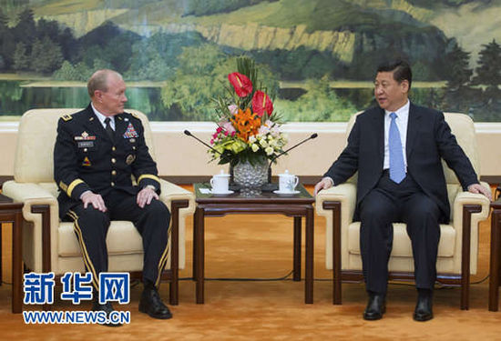 4月23日，中國國家主席、中央軍委主席習(xí)近平在北京會(huì)見美軍參謀長聯(lián)席會(huì)議主席登普西。